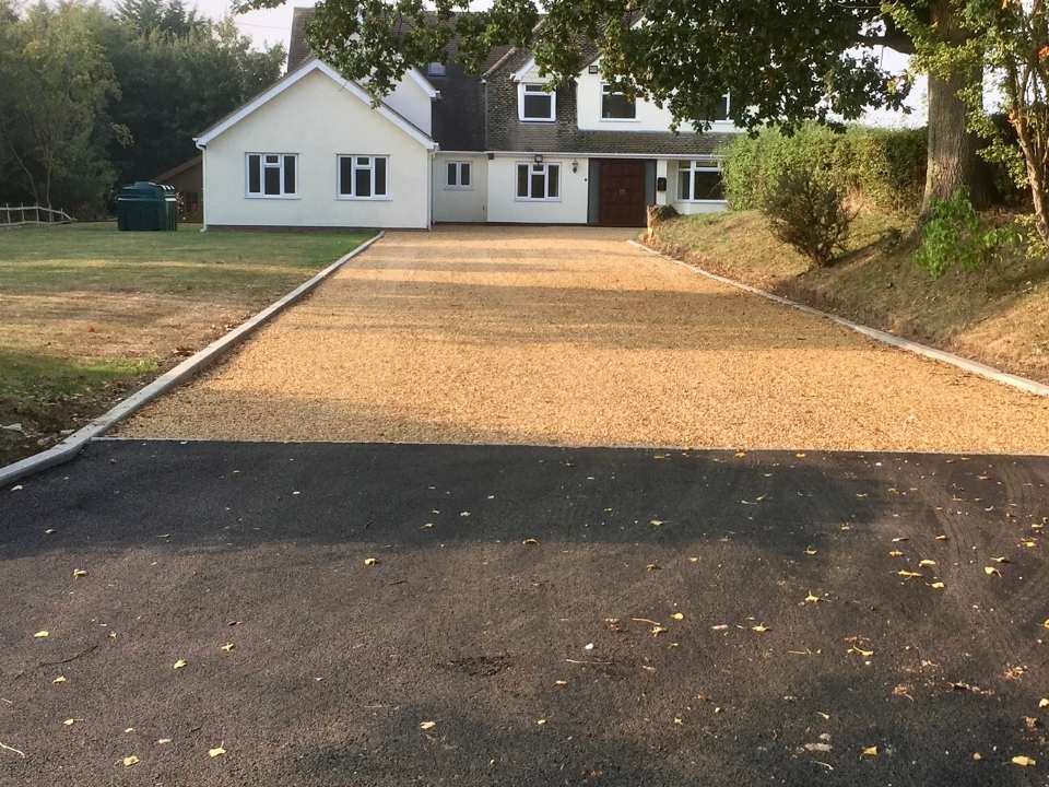 Driveway construction project in Suffolk