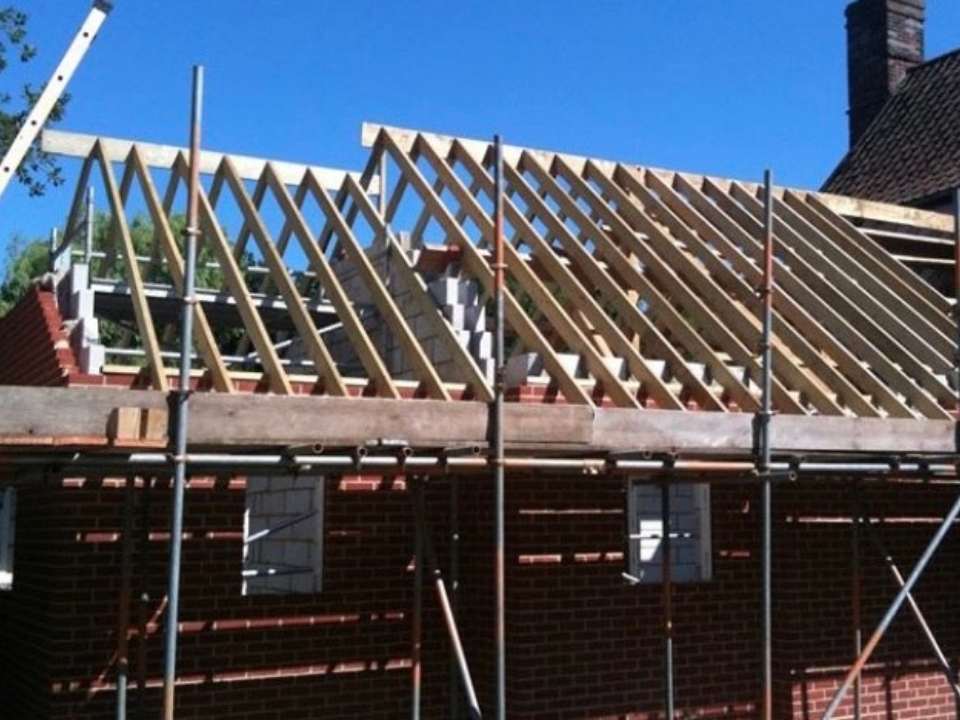 New roof frame construction in Suffolk