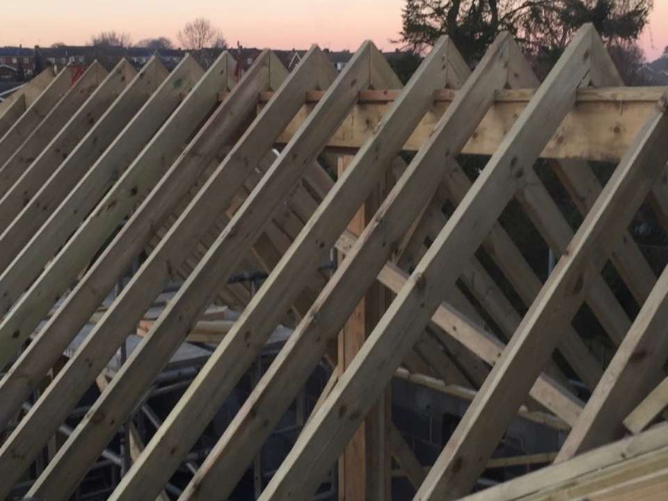 Wooden roof trusses construction in Suffolk